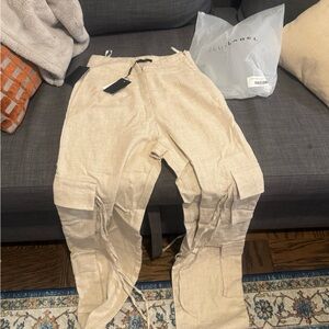 JLUXLABEL Men's Beige Cargo Pants